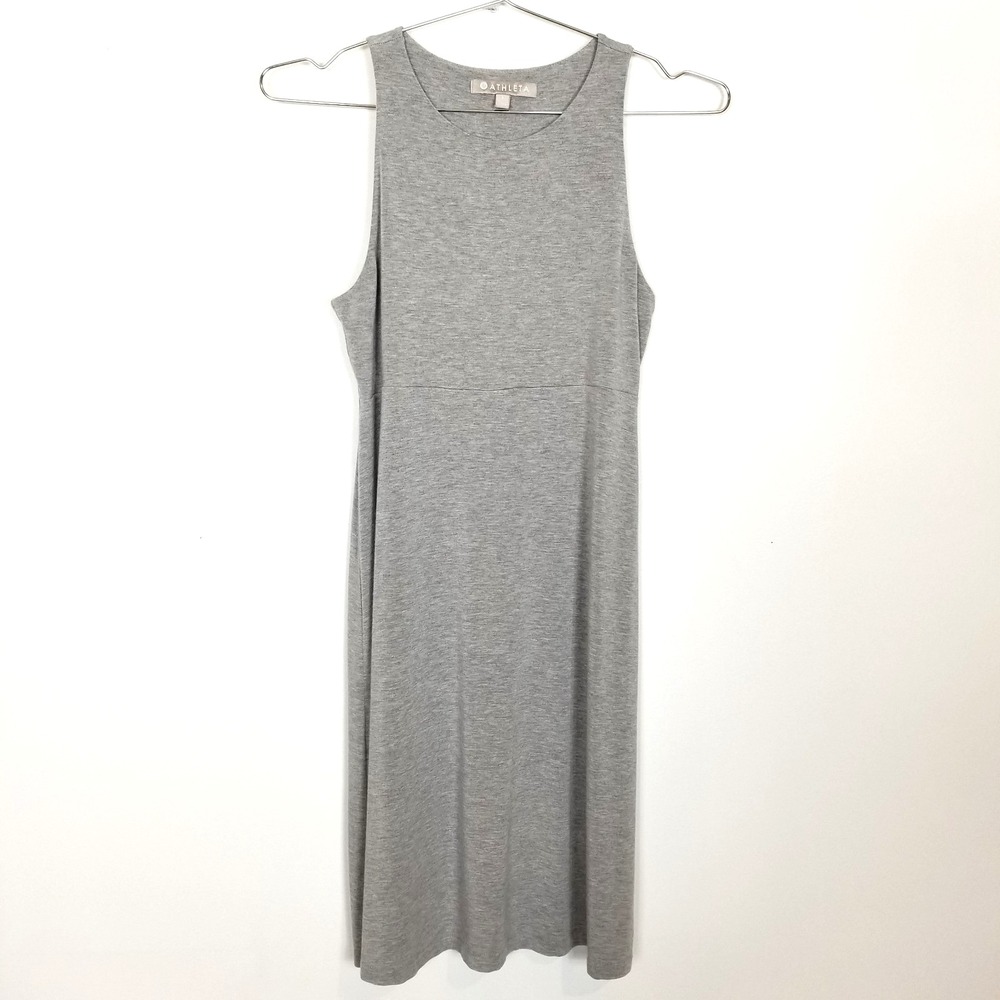 Athleta Women Santorini High Neck Dress Sz S Heather Gray Sleeveless Athletic